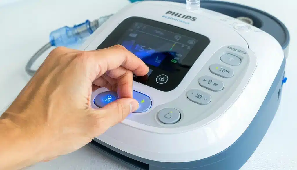 how to reset a philips respironics cpap machine