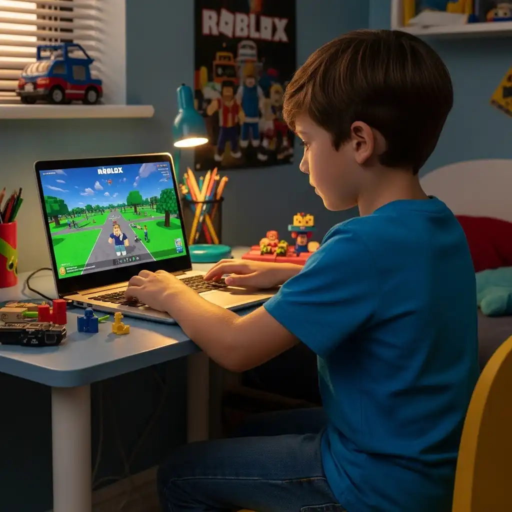 A Child playing Roblox and might be targeted by child preditors