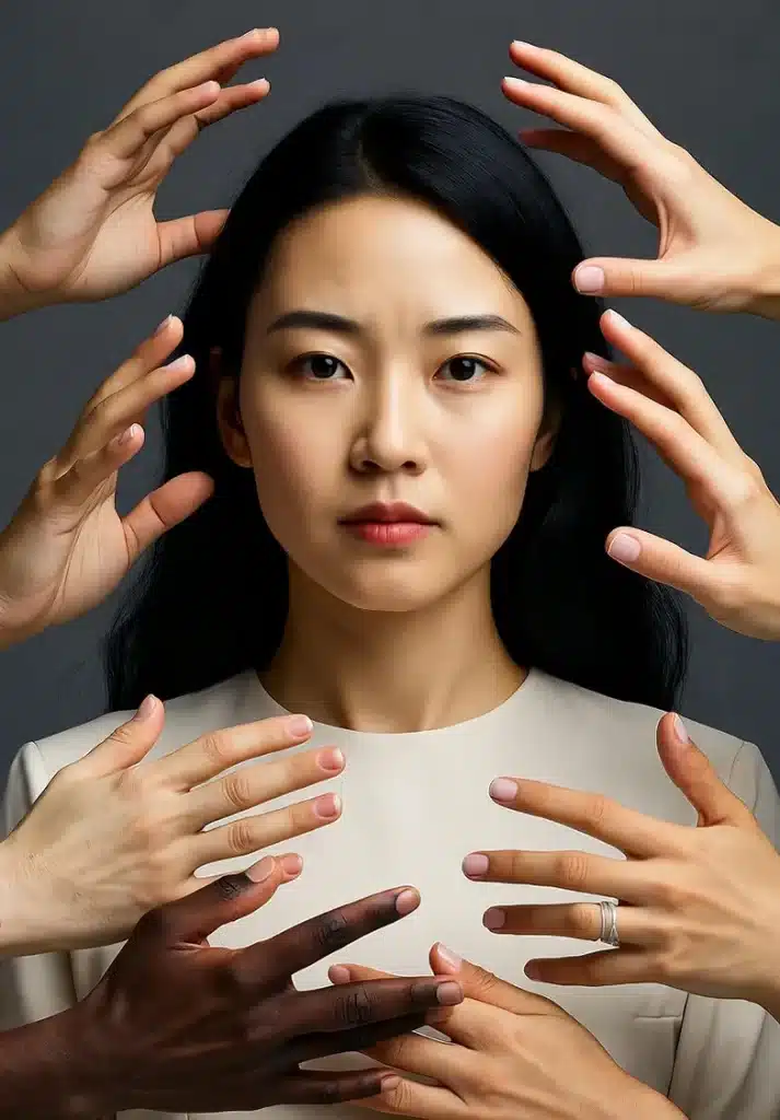 Workplace scene showing an employee facing humiliation by related personnel, highlighting issues of misconduct and emotional distress at work.