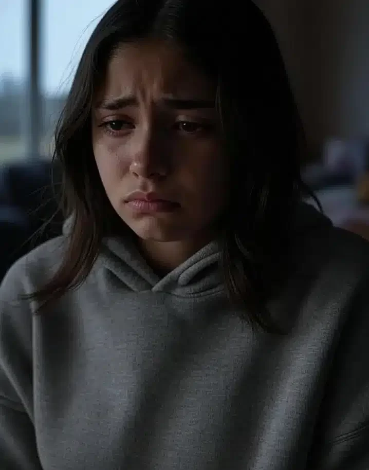 Image of a concerned student speaking with school officials about teacher abuse, highlighting issues of bullying and misconduct while the teacher remains presumed innocent as police investigate, volunteers offer support, and a jury prepares for trial.