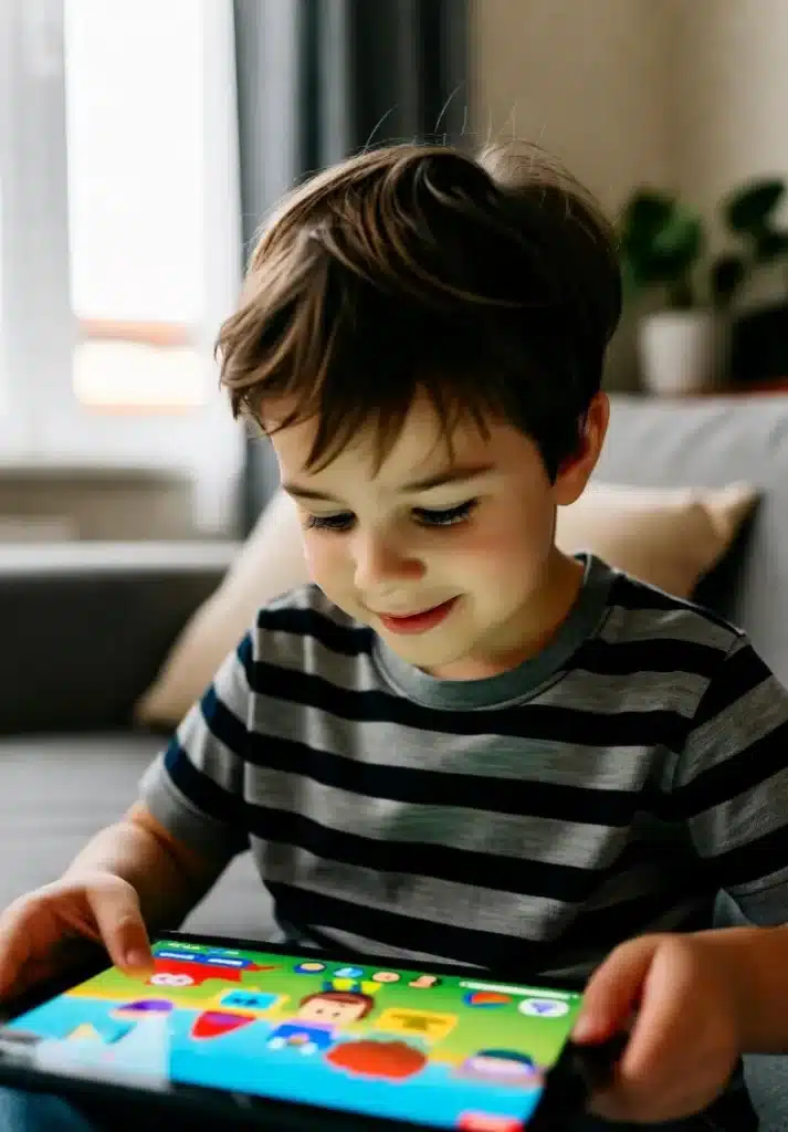 A child playing Roblox on a tablet, exploring avatar customization options while users create virtual worlds. Despite automated tools and parental consent features, the criminal investigation into how Roblox profited from unsafe environments highlights breeding grounds for abuse that Roblox reported, with concerns over avatar customization safety. chief safety officer